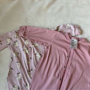 H&M 2x Pink Baby Onesies with Bunny Print - 4-6M